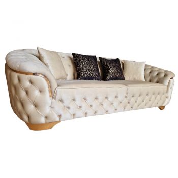 Canapea Fixa Okyanus, 250x100x75cm, 3 locuri, Luna V-03 Beige, Glasspandoor la reducere