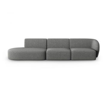 Canapea gri cu tapițerie din chenille cu colț pe partea dreaptă 311 cm Paolo – Milo Casa