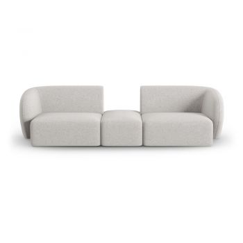 Canapea gri deschis cu tapițerie din chenille 246 cm Paolo – Milo Casa