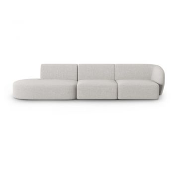 Canapea gri deschis cu tapițerie din chenille cu colț pe partea dreaptă 311 cm Paolo – Milo Casa