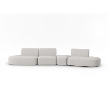 Canapea gri deschis cu tapițerie din chenille cu colț pe partea dreaptă 428 cm Paolo – Milo Casa