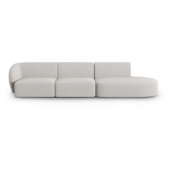 Canapea gri deschis cu tapițerie din chenille cu colț pe partea stângă 311 cm Paolo – Milo Casa