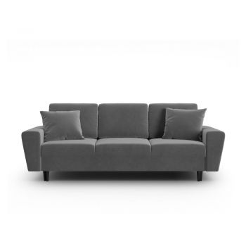 Canapea gri deschis extensibilă, cu spațiu de depozitare cu tapițerie din catifea 235 cm Kyoto – Cosmopolitan Design