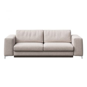 Canapea gri deschis extensibilă cu tapițerie din țesătură bouclé 256 cm Rene – Rodier