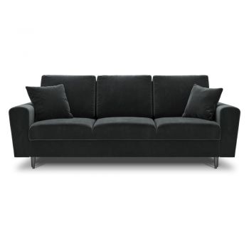 Canapea gri închis extensibilă, cu spațiu de depozitare cu tapițerie din catifea 235 cm Kyoto – Cosmopolitan Design