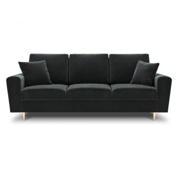 Canapea gri închis extensibilă, cu spațiu de depozitare cu tapițerie din catifea 235 cm Kyoto – Cosmopolitan Design