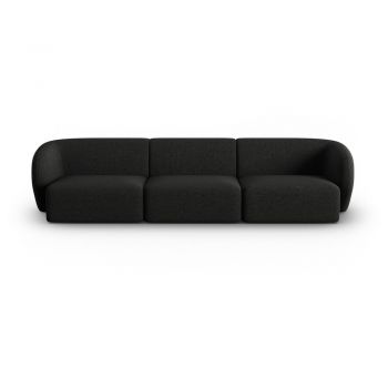 Canapea neagră cu tapițerie din chenille 266 cm Paolo – Milo Casa