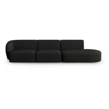 Canapea neagră cu tapițerie din chenille cu colț pe partea stângă 311 cm Paolo – Milo Casa