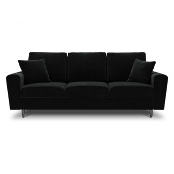 Canapea neagră extensibilă, cu spațiu de depozitare cu tapițerie din catifea 235 cm Kyoto – Cosmopolitan Design