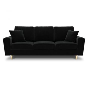 Canapea neagră extensibilă, cu spațiu de depozitare cu tapițerie din catifea 235 cm Kyoto – Cosmopolitan Design