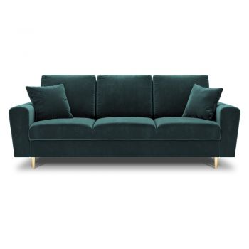 Canapea petrol extensibilă, cu spațiu de depozitare cu tapițerie din catifea 235 cm Kyoto – Cosmopolitan Design