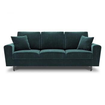 Canapea petrol extensibilă, cu spațiu de depozitare cu tapițerie din catifea 235 cm Kyoto – Cosmopolitan Design