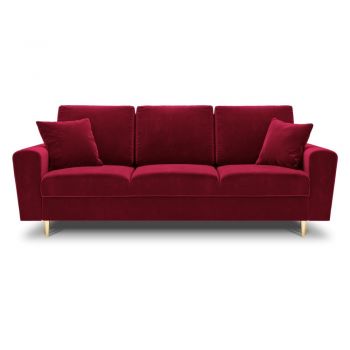 Canapea roșie extensibilă, cu spațiu de depozitare cu tapițerie din catifea 235 cm Kyoto – Cosmopolitan Design