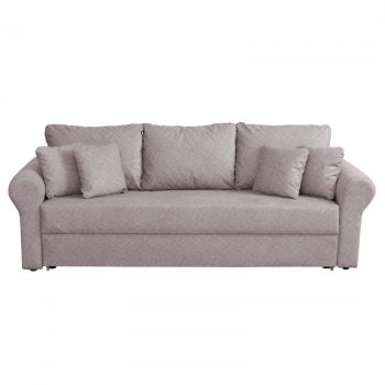 Canapea SARA II extensibila, 3 locuri, cu lada depozitare, mov prafuit, 235x90x75 cm