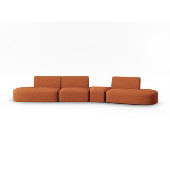 Canapea teracotă cu tapițerie din chenille cu colț pe partea dreaptă 428 cm Paolo – Milo Casa