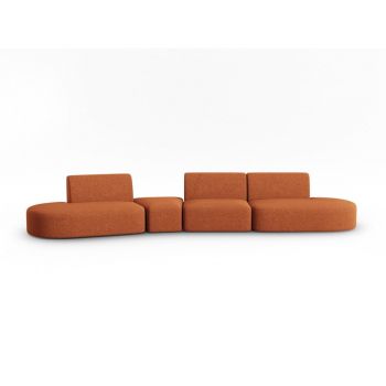 Canapea teracotă cu tapițerie din chenille cu colț pe partea stângă 428 cm Paolo – Milo Casa