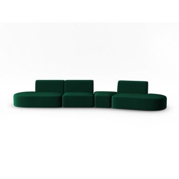 Canapea verde cu tapițerie din catifea cu colț pe partea dreaptă 428 cm Paolo – Milo Casa