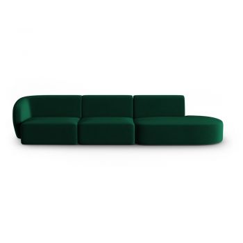 Canapea verde cu tapițerie din catifea cu colț pe partea stângă 311 cm Paolo – Milo Casa
