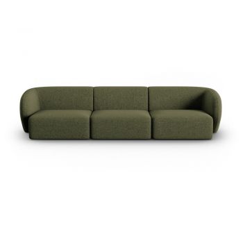 Canapea verde cu tapițerie din chenille 266 cm Paolo – Milo Casa