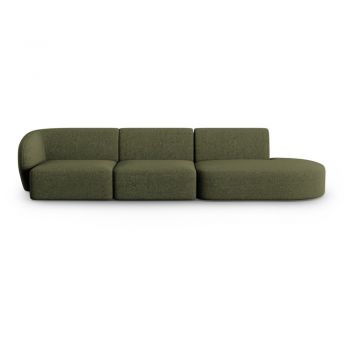 Canapea verde cu tapițerie din chenille cu colț pe partea stângă 311 cm Paolo – Milo Casa