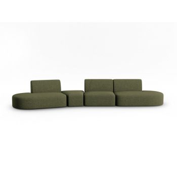 Canapea verde cu tapițerie din chenille cu colț pe partea stângă 428 cm Paolo – Milo Casa