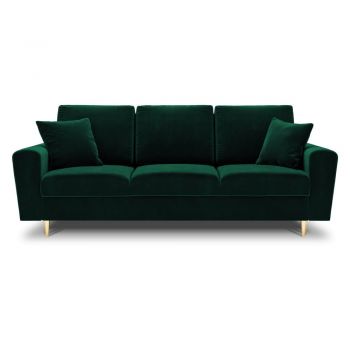 Canapea verde extensibilă, cu spațiu de depozitare cu tapițerie din catifea 235 cm Kyoto – Cosmopolitan Design