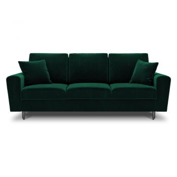 Canapea verde extensibilă, cu spațiu de depozitare cu tapițerie din catifea 235 cm Kyoto – Cosmopolitan Design