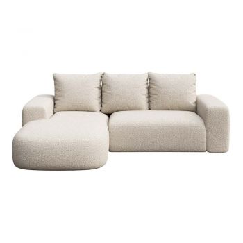 Colțar bej cu tapițerie din țesătură bouclé (cu colț pe partea stângă/cu șezlong) Monce – Rodier