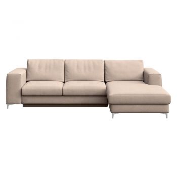 Colțar bej extensibil/cu spațiu de depozitare cu tapițerie din catifea (cu colț pe partea dreaptă/cu șezlong) Rene – Rodier