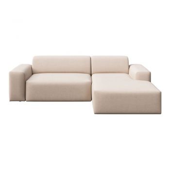 Colțar bej extensibil/cu spațiu de depozitare cu tapițerie din catifea (cu colț pe partea dreaptă/cu șezlong) Villet – Rodier