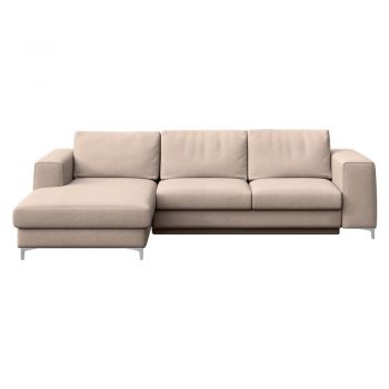 Colțar bej extensibil/cu spațiu de depozitare cu tapițerie din catifea (cu colț pe partea stângă/cu șezlong) Rene – Rodier