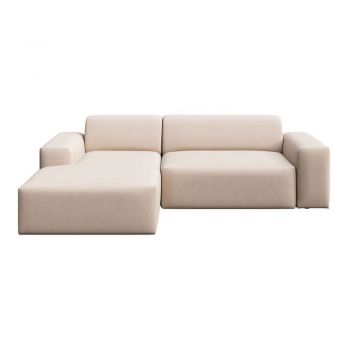 Colțar bej extensibil/cu spațiu de depozitare cu tapițerie din catifea (cu colț pe partea stângă/cu șezlong) Villet – Rodier