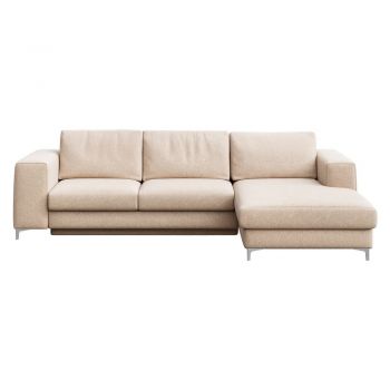 Colțar bej extensibil/cu spațiu de depozitare cu tapițerie din țesătură bouclé (cu colț pe partea dreaptă/cu șezlong) Rene – Rodier