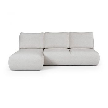 Colțar gri deschis cu tapițerie din țesătură bouclé (cu colț pe partea stângă/cu șezlong) Mirel – Rodier