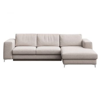 Colțar gri deschis extensibil/cu spațiu de depozitare cu tapițerie din țesătură bouclé (cu colț pe partea dreaptă/cu șezlong) Rene – Rodier