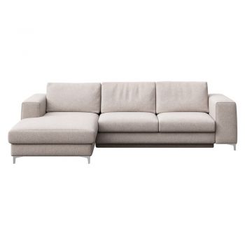 Colțar gri deschis extensibil/cu spațiu de depozitare cu tapițerie din țesătură bouclé (cu colț pe partea stângă/cu șezlong) Rene – Rodier