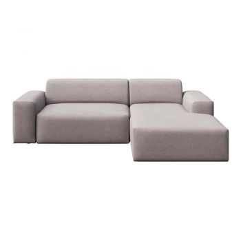 Colțar gri extensibil/cu spațiu de depozitare cu tapițerie din catifea (cu colț pe partea dreaptă/cu șezlong) Villet – Rodier