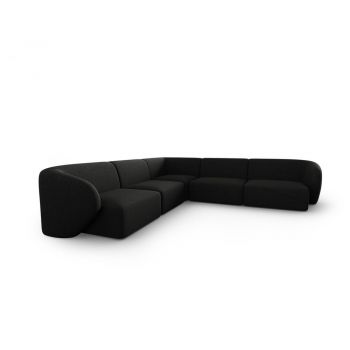 Colțar negru cu tapițerie din chenille Paolo – Milo Casa
