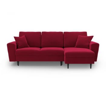 Colțar roșu extensibil/cu spațiu de depozitare cu tapițerie din catifea Kyoto – Cosmopolitan Design