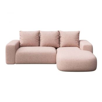 Colțar roz cu tapițerie din țesătură bouclé (cu colț pe partea dreaptă/cu șezlong) Monce – Rodier