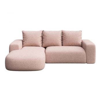 Colțar roz cu tapițerie din țesătură bouclé (cu colț pe partea stângă/cu șezlong) Monce – Rodier
