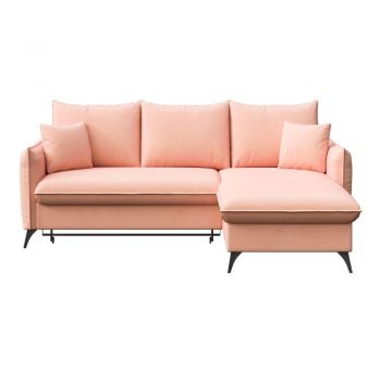 Colțar roz extensibil/cu spațiu de depozitare cu tapițerie din catifea (cu colț pe partea dreaptă/cu șezlong) Brim – Rodier