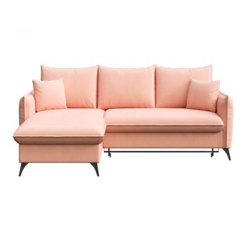 Colțar roz extensibil/cu spațiu de depozitare cu tapițerie din catifea (cu colț pe partea stângă/cu șezlong) Brim – Rodier
