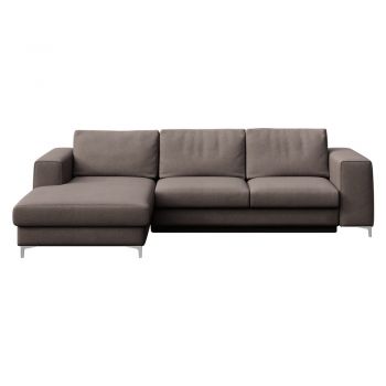 Colțar taupe extensibil/cu spațiu de depozitare cu tapițerie din catifea (cu colț pe partea stângă/cu șezlong) Rene – Rodier