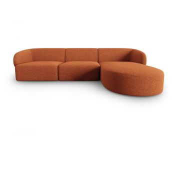 Colțar teracotă cu tapițerie din chenille (cu colț pe partea dreaptă, cu șezlong) Paolo – Milo Casa Colțar teracotă cu tapițerie din chenille (cu colț pe partea dreaptă, cu șezlong) Paolo – Milo Casa