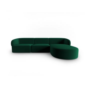 Colțar verde cu tapițerie din catifea (cu colț pe partea dreaptă, cu șezlong) Paolo – Milo Casa