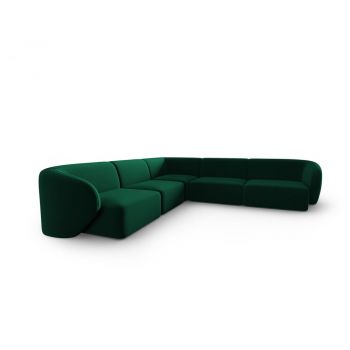 Colțar verde cu tapițerie din catifea Paolo – Milo Casa