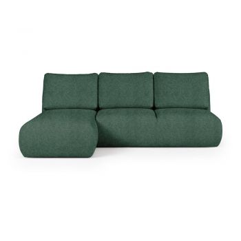 Colțar verde cu tapițerie din țesătură bouclé (cu colț pe partea stângă/cu șezlong) Mirel – Rodier