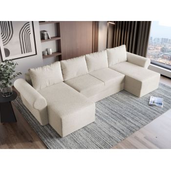 Coltar U Extensibil Bonito plusat aspect lana alba