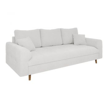 Canapea albă cu tapițerie din țesătură bouclé 210 cm Ariella – Ropez